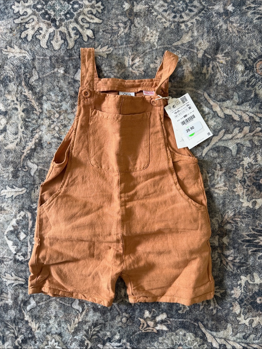 Zara Kids Rust Orange Short Overalls